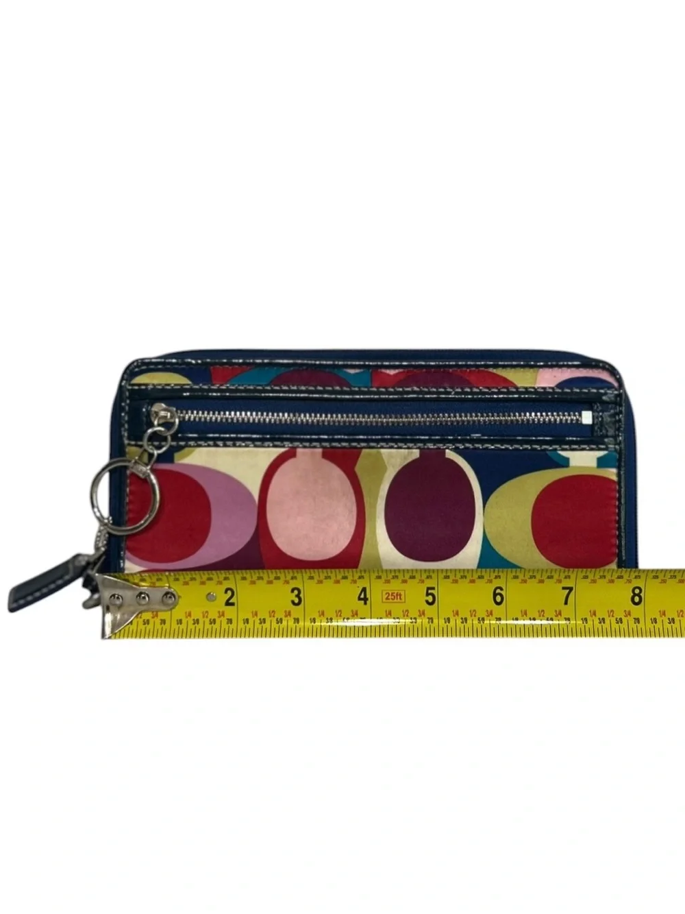Coach Wristlet Wallet Multicolor Rainbow Small Patent Leather Pouch Clutch